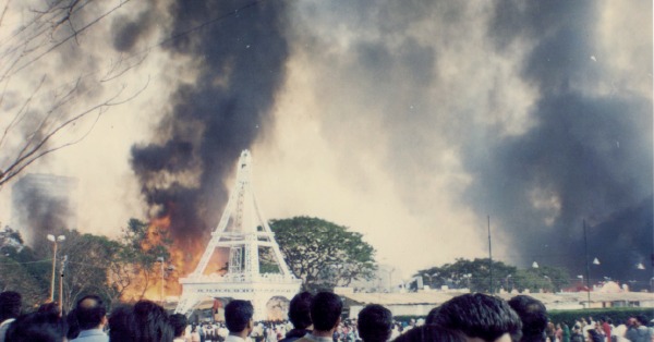 Memories of Kolkata Book Fair, 1997 by Rahul Majumder. It reminisces the day fire broke out in Book Fair.